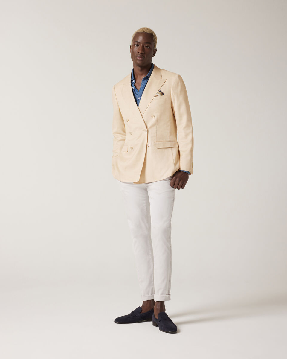 Slim Stretch Double Breasted Tailored Jacket, Lemon, hi-res